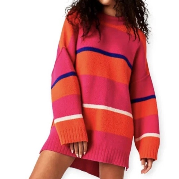 Free People Peaches Striped Tunic Sweater - Picture 3 of 4